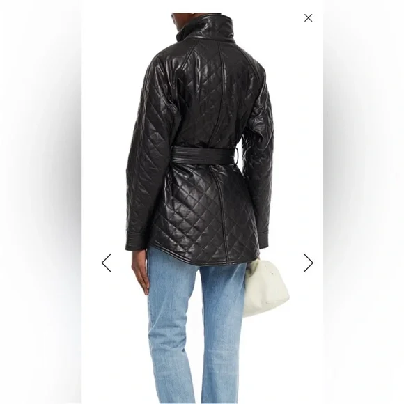 $1995 Veronica Beard Bonny Quilted Lamb Leather Black Jacket sz small
